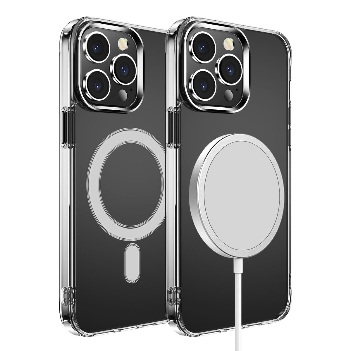iPhone 15 Thick Transparent (Magnetic Circle) Shockproof Hybrid - Clear