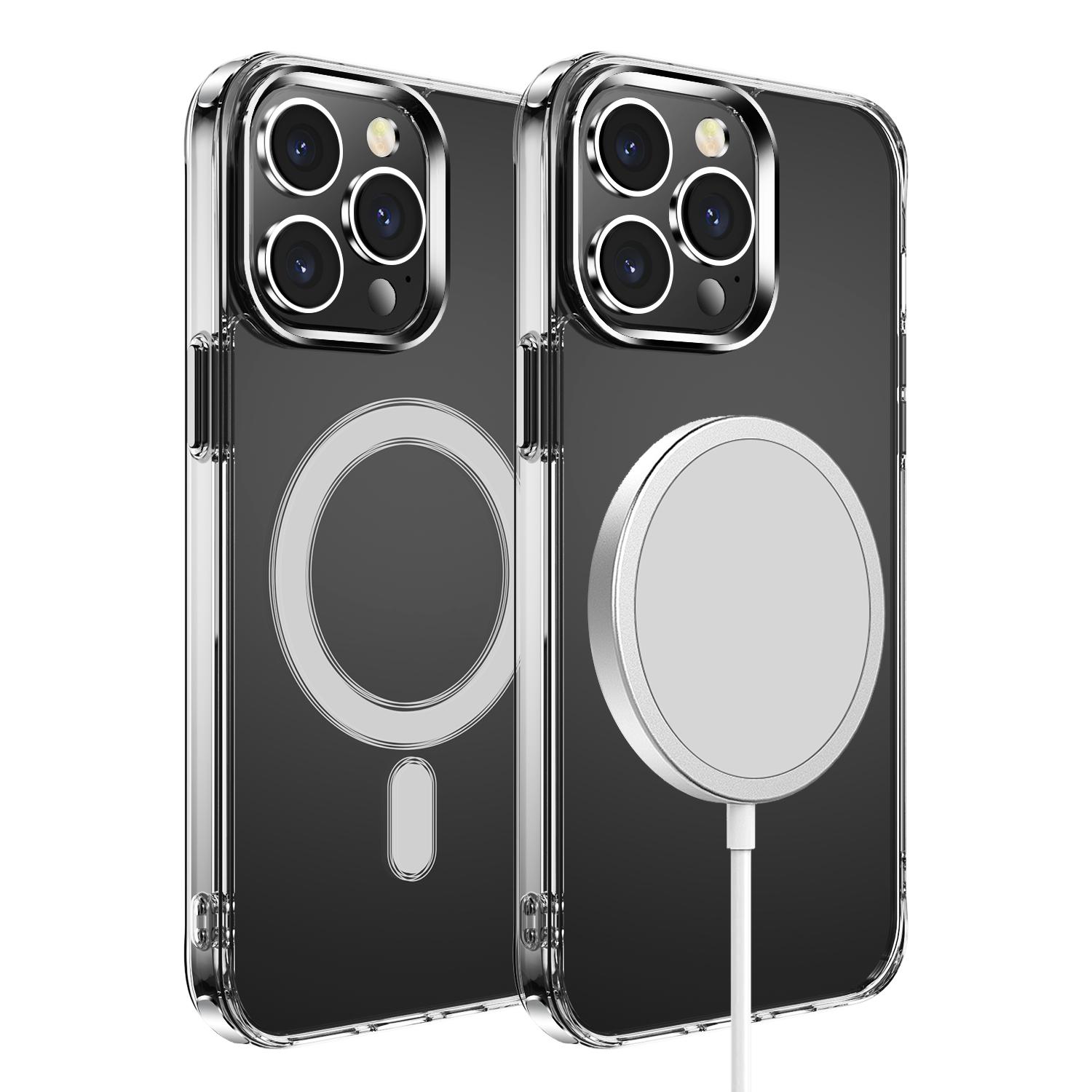 iPhone 15 Thick Transparent (Magnetic Circle) Shockproof Hybrid - Clear