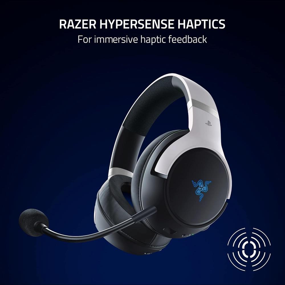 Razer Kaira Pro HyperSpeed Wireless Gaming Headset with Haptics for PlayStation 5 / PS5, PS4, PC, Mobile: Titanium 50mm Drivers - Hybrid Mic - Low Latency Bluetooth - 30 Hr Battery - White & Black, photo 4 of 8