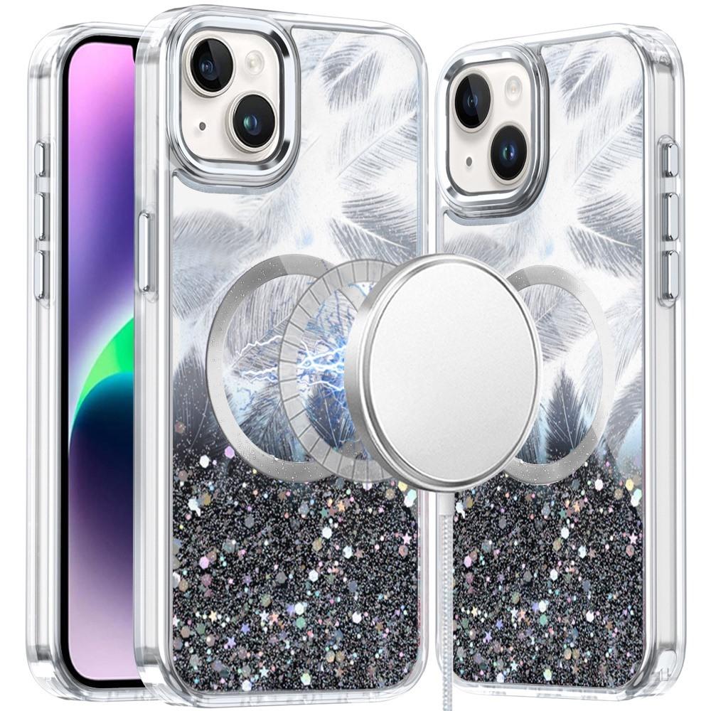 iPhone 14 PLUS Epoxy Glitter Shimmer Hybrid Case with [Magnetic Circle] | Sparkling Shockproof Transparent Cover