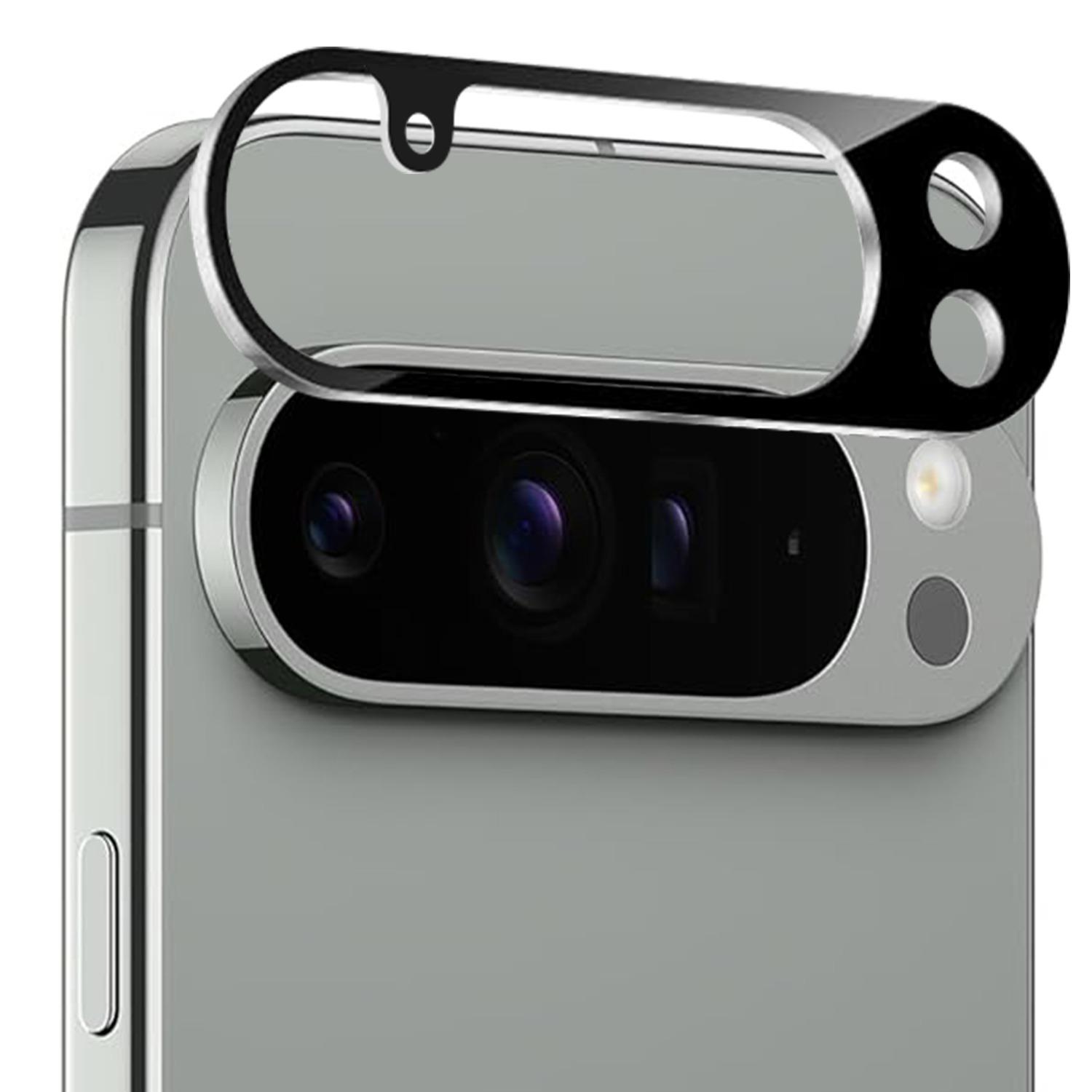 Google Pixel 9 Pro XL Camera Lens Colored Edge Tempered Glass Protector - Black