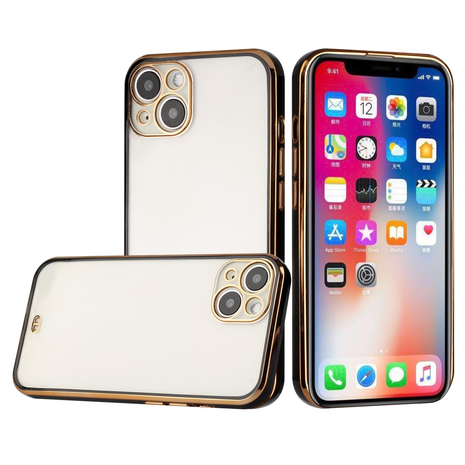 iPhone 13 Pro Gold Plated Chrome Transparent Thick TPU Hybrid Case Cover – Elegant Shockproof Protection