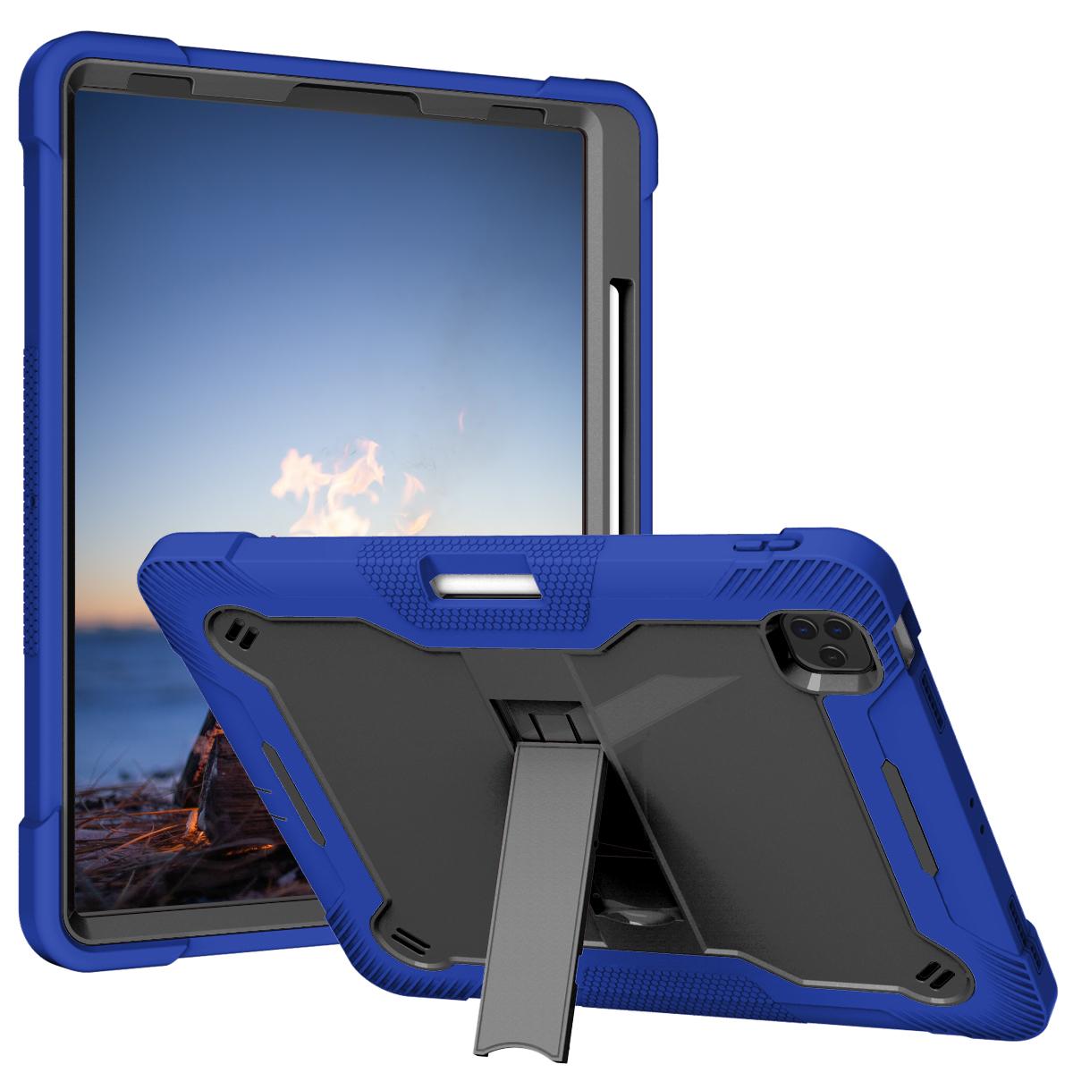 Apple iPad Pro 12.9 inch (2021) Tough Tablet Strong Kickstand Hybrid Case Cover - Dark Blue