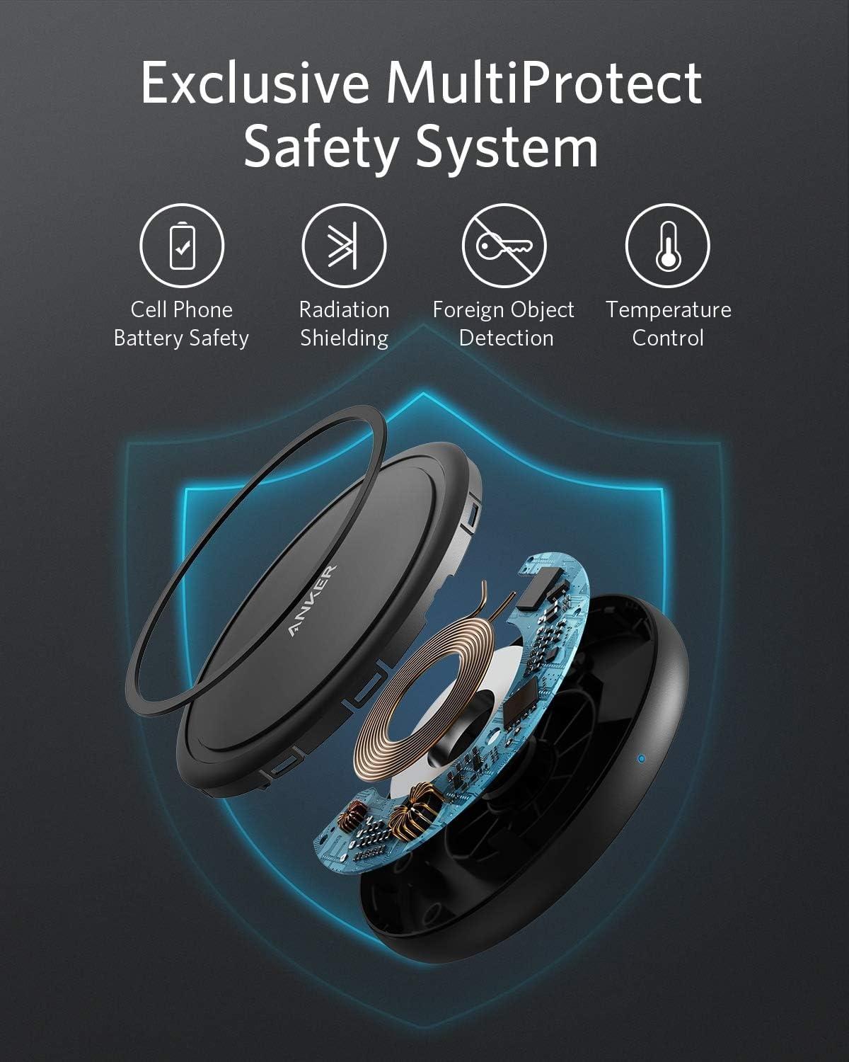 Anker Wireless Charger with Power Adapter, PowerWave II Pad, Qi-Certified 15W Max Fast Wireless Charging Pad for iPhone 13/12/11, Galaxy S20/S10/Note20 & More, photo 5 of 7