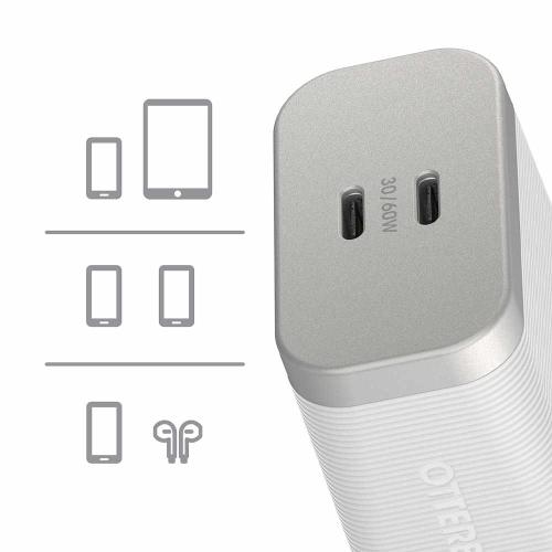 OtterBox 60W GaN Premium Pro USB-C Dual-Port Wall Charger | White, photo 5 of 6