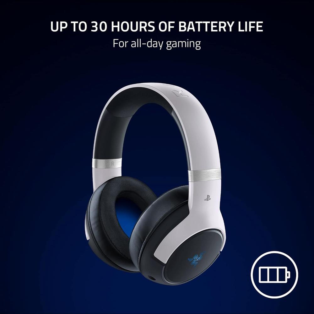Razer Kaira Pro HyperSpeed Wireless Gaming Headset with Haptics for PlayStation 5 / PS5, PS4, PC, Mobile: Titanium 50mm Drivers - Hybrid Mic - Low Latency Bluetooth - 30 Hr Battery - White & Black, photo 7 of 8