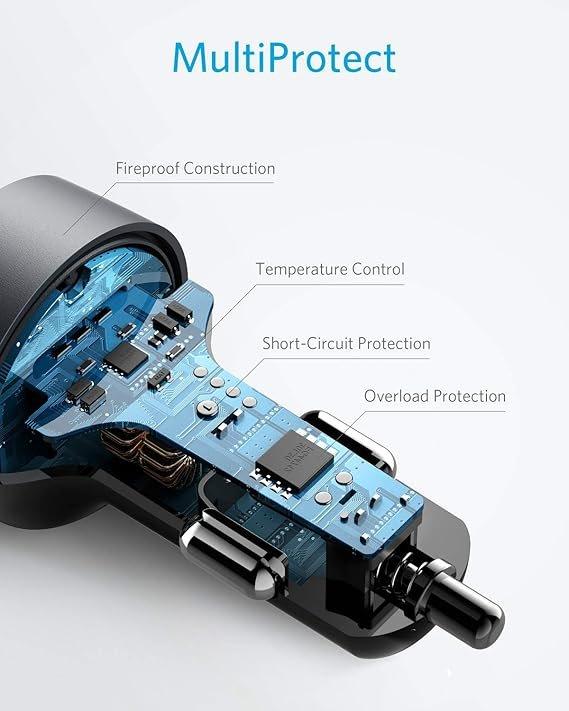 Anker 30W 2-Port Type C Fast Car Charger with 18W Power Delivery and 12W PIQ, PowerDrive PD 2