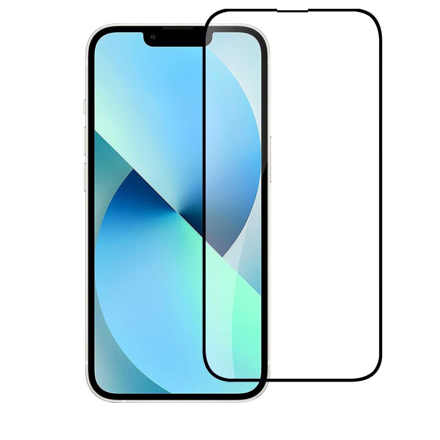 iPhone 14 6.1" Book Package Full Screen Edge to Edge Tempered Glass - Black