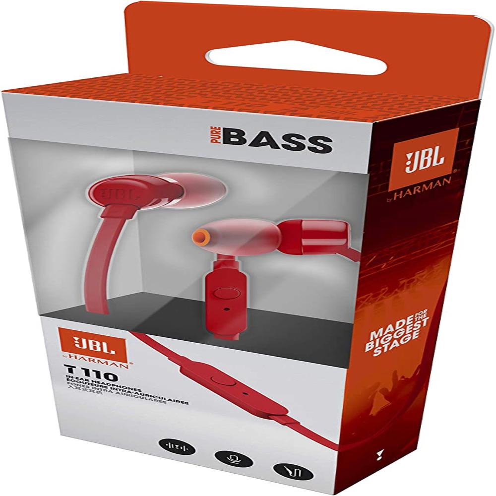 JBL Tune 110 Wired In-Ear Headphones - RED