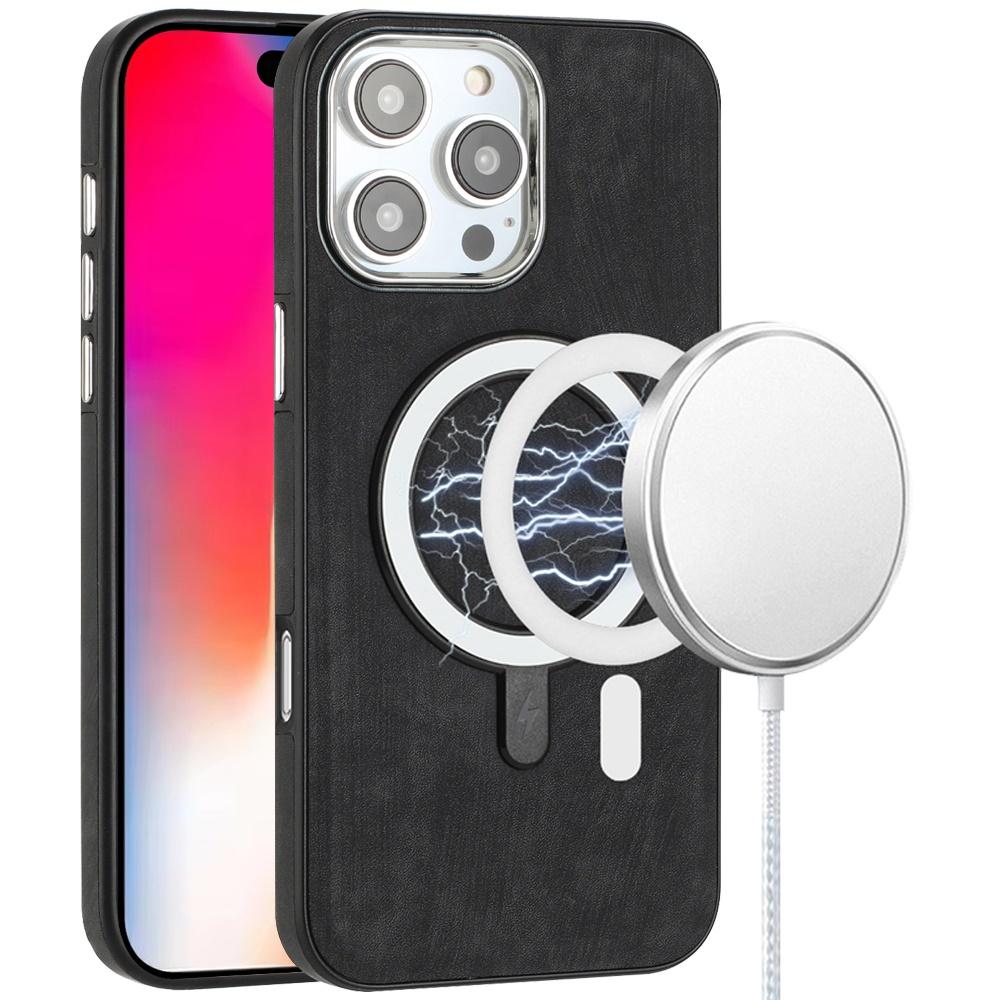 iPhone 16 Pro 6.3" Fashion PU Vegan Leather Case | Chrome Edged Slim Cover with Premium Look & Feel