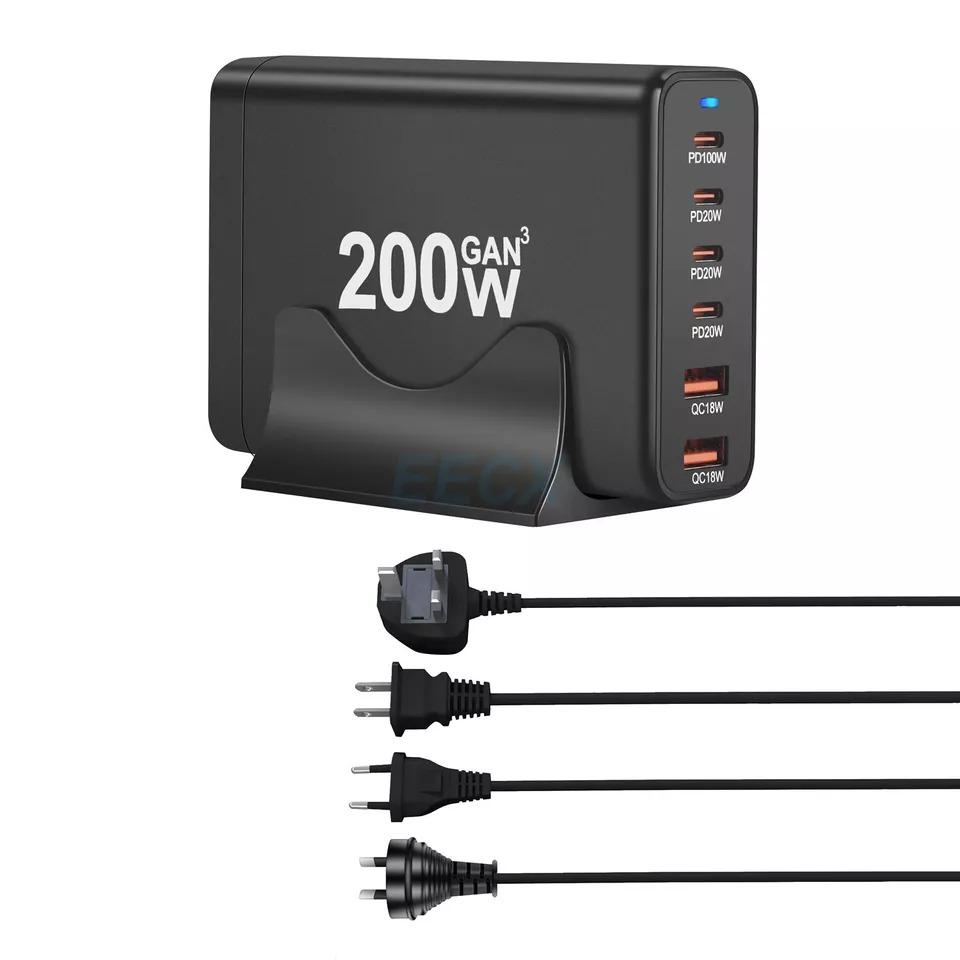 120W Gan Charger PD 40W Fast Charging Station 6 Ports for iPhone Type C Charger