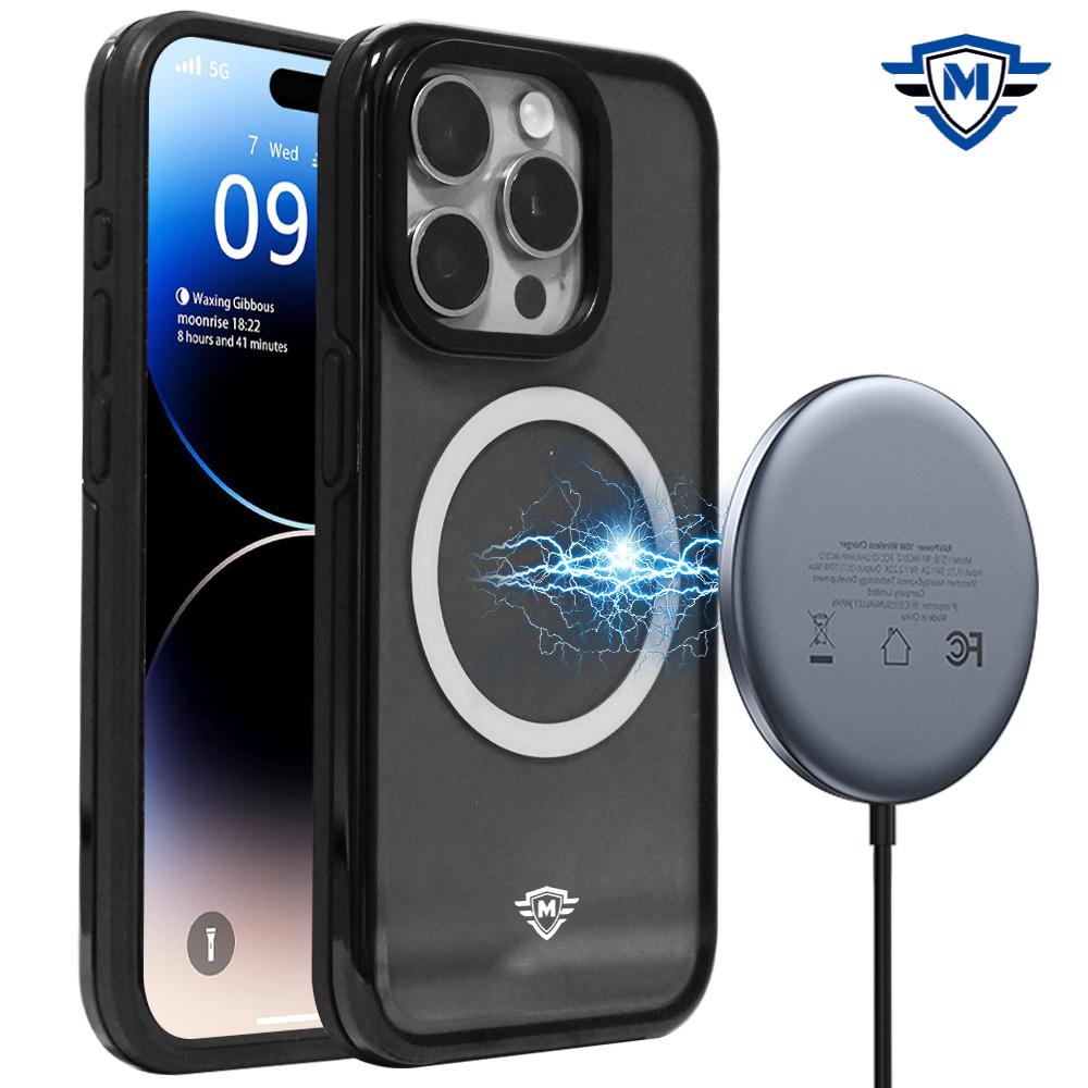  iPhone 15 METKASE Basic Transparent [Magnetic Circle] Premium Hybrid - Transparent + Black product