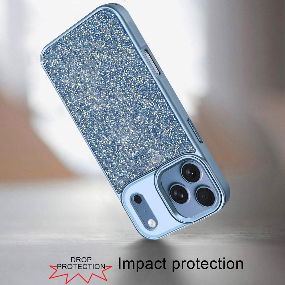 Apple iPhone 18 Pro Max Crystal Glass Diamond with Metallic Buttons and Edges Hybrid Case - Light Blue, photo 2 of 3