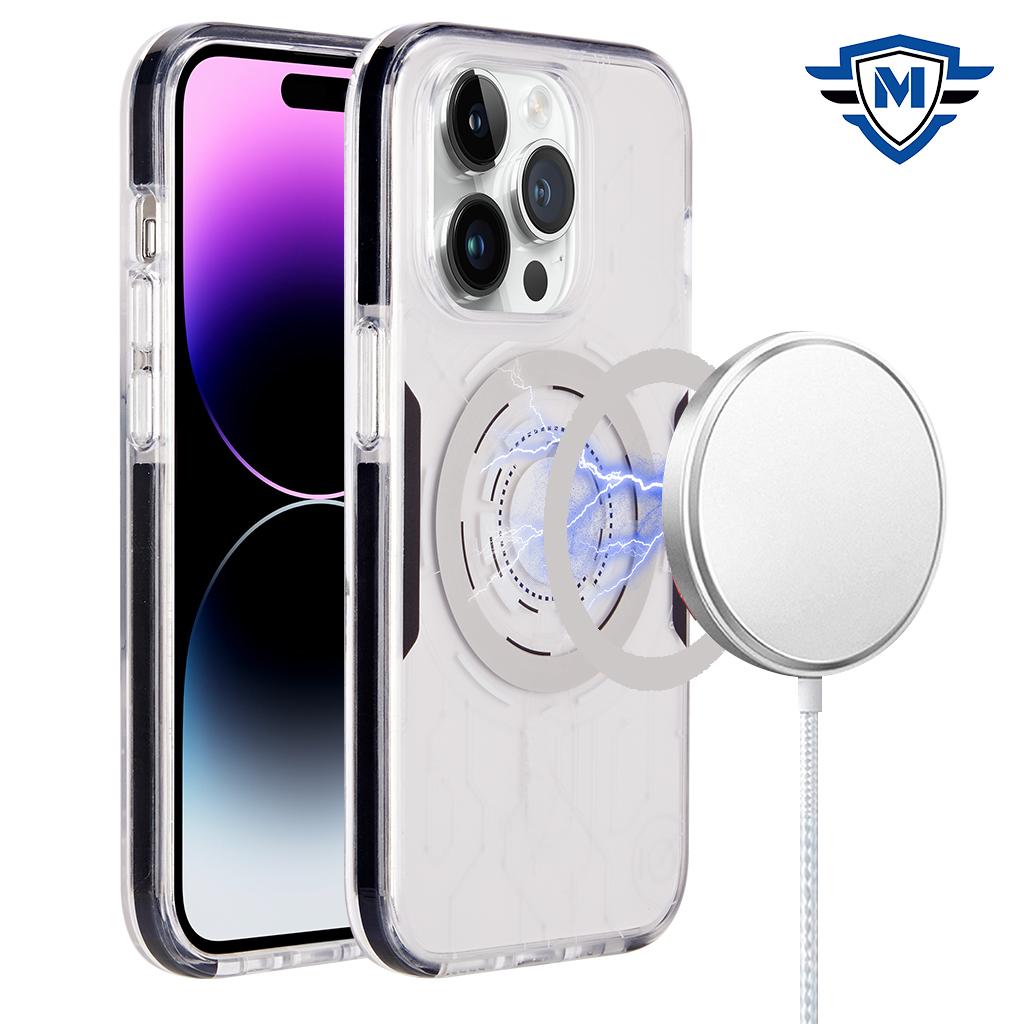 iPhone 15 METKASE IMD Design Pattern [Magnetic Circle] Premium Hybrid Case - Clear Pattern