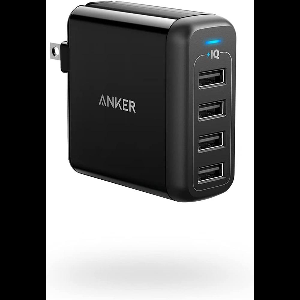 Anker Powerport 4 Multi-Device 40W USB-A Wall Charger 4X - Black