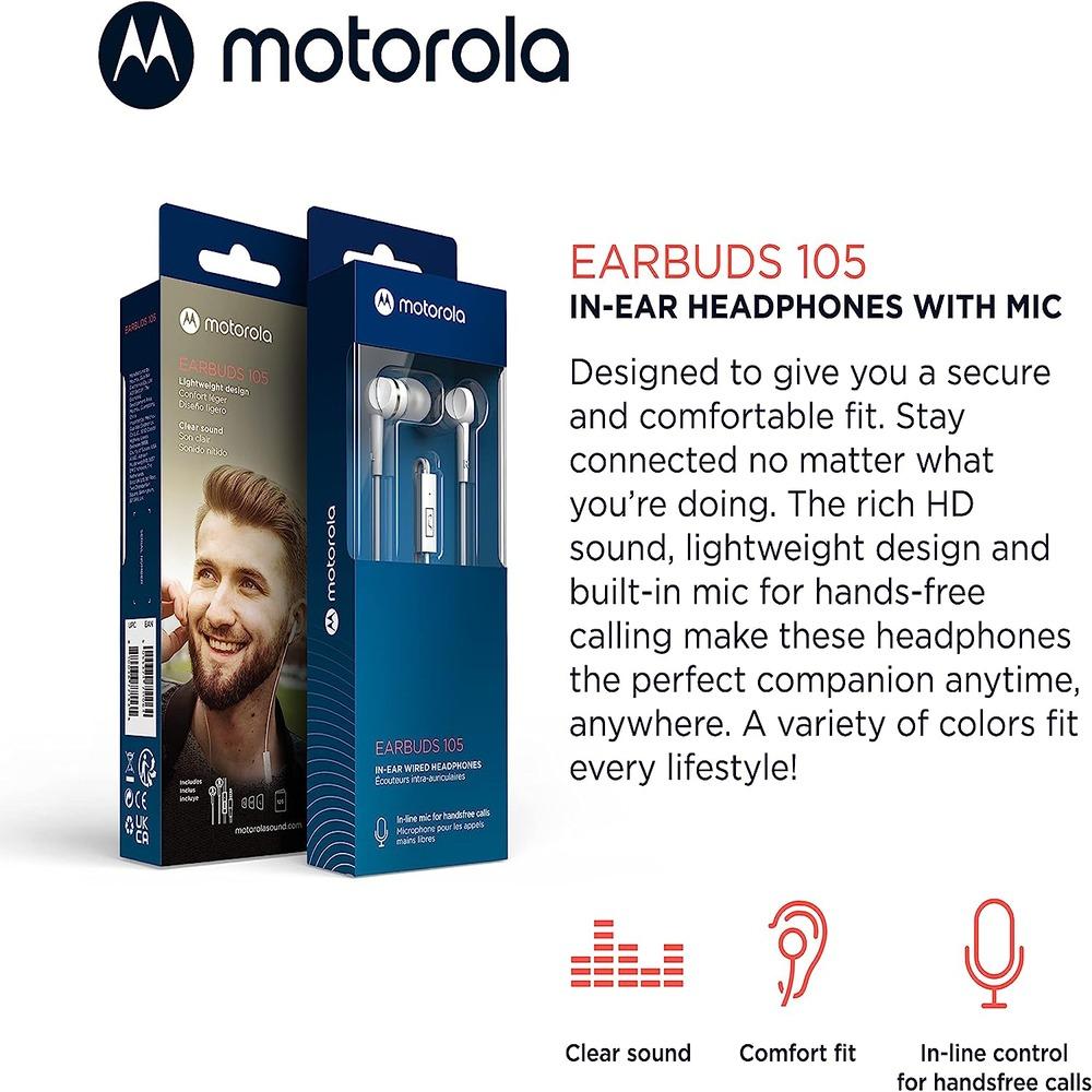 Motorola Earbuds 105 Motorola Wired Earbuds with Microphone