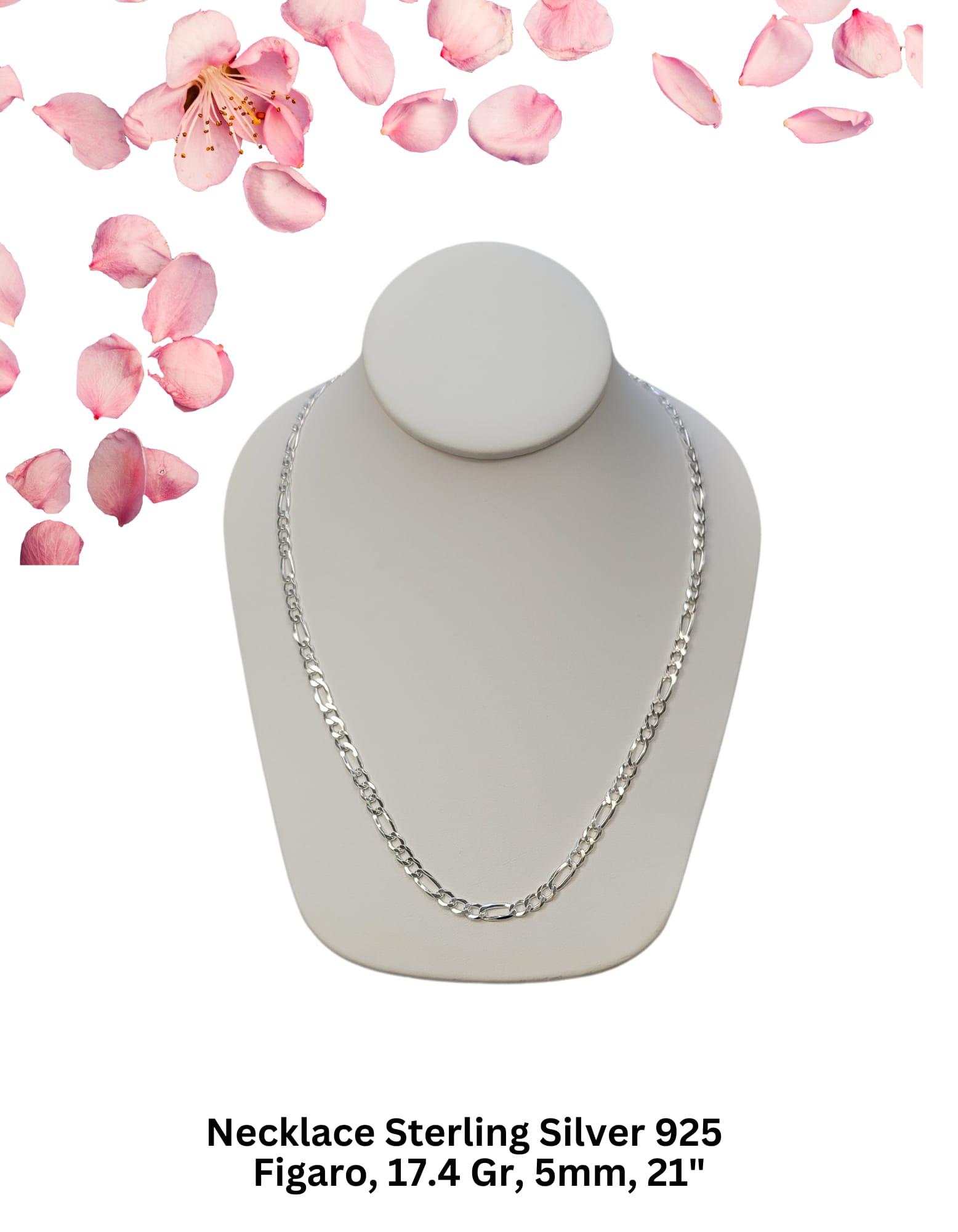 Necklace Sterling Silver 925 Figaro,17.4 Gr, 5mm, 21"