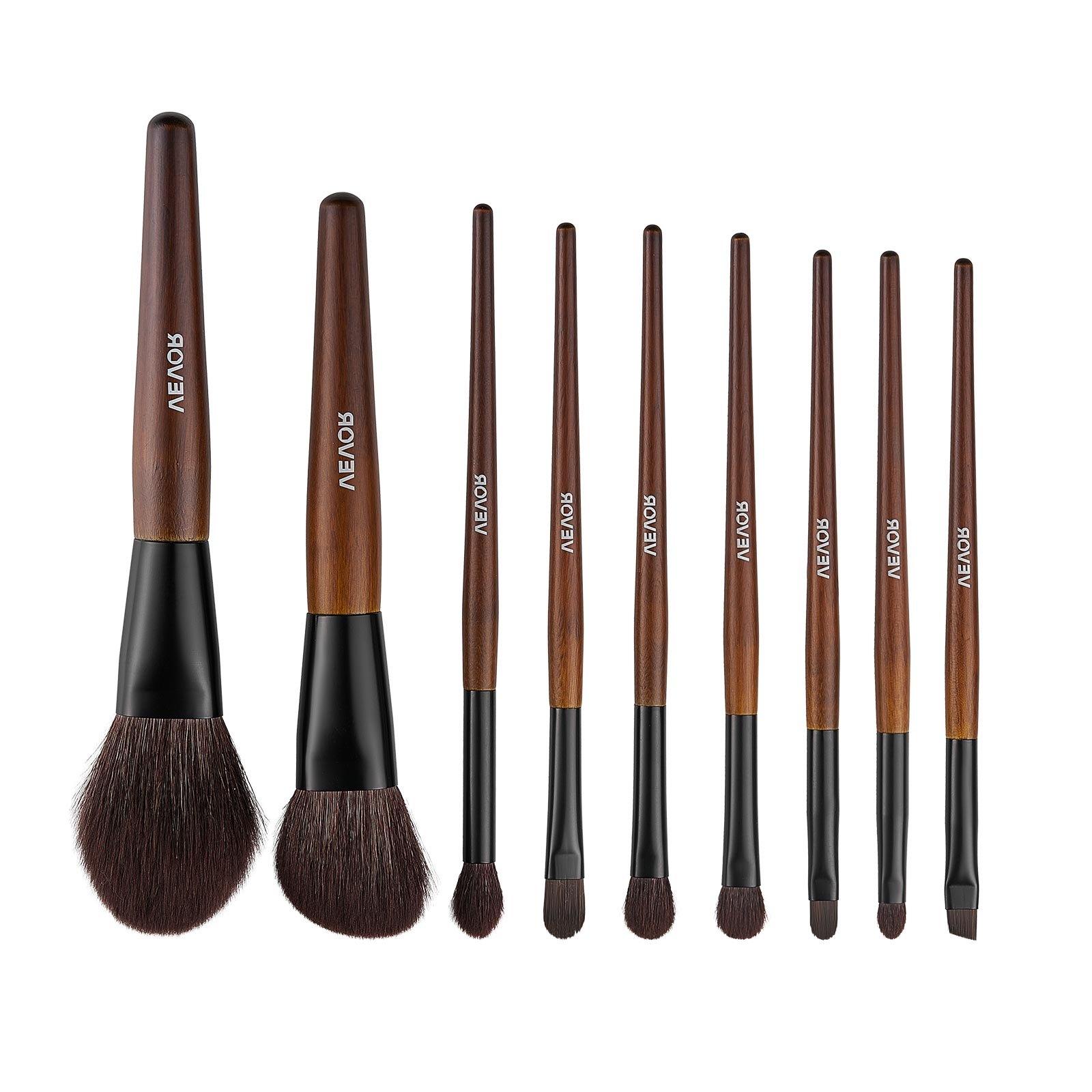 9-Piece Makeup Brush Set with Case, Brown