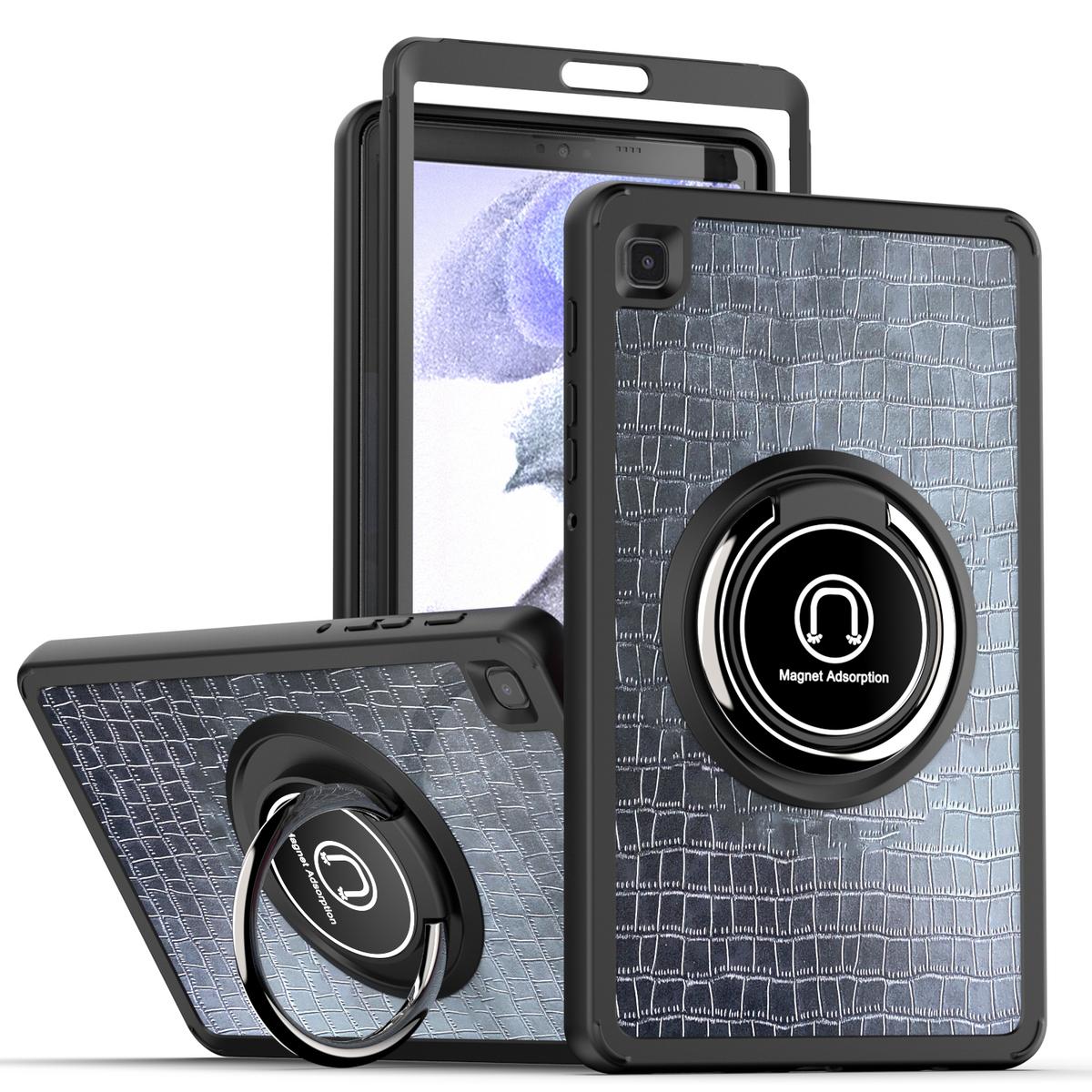 Samsung Galaxy Tab A7 Lite 8.7 inch Tablet Unique Design Magnetic Ring Stand Case Cover - Black Croc