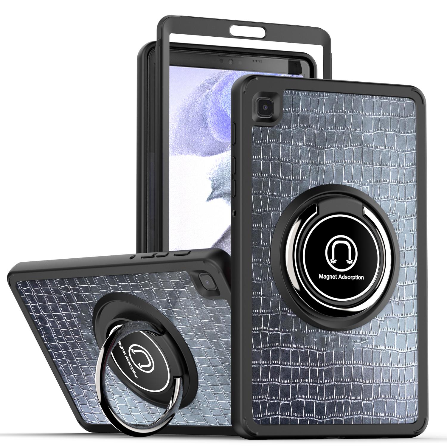 Samsung Galaxy Tab A7 Lite 8.7 inch Tablet Unique Design Magnetic Ring Stand Case Cover - Black Croc