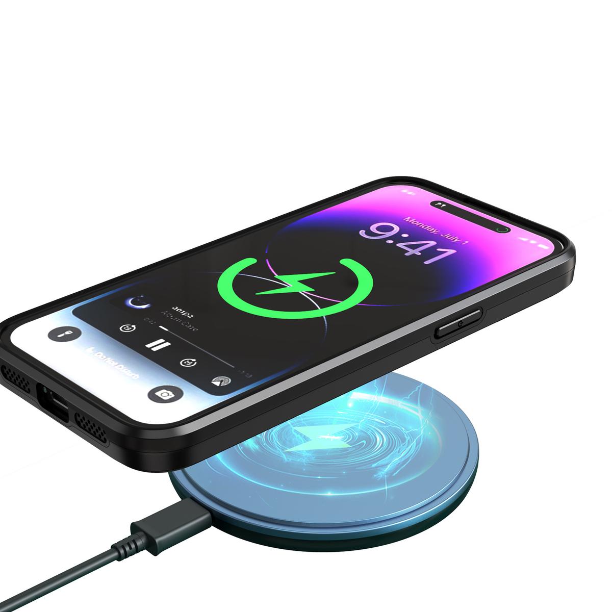 iPhone 15 Magnetic Ring Circle Hybrid Case with Camera Cap, Kickstand & UV Painted Matte Finish, photo 2 of 7