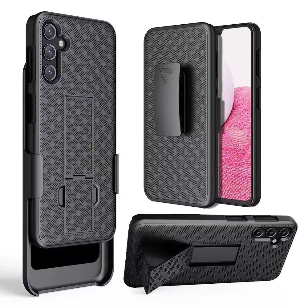 iPhone 15 Weave Premium 3in1 Combo Holster Kickstand Case Cover - Black
