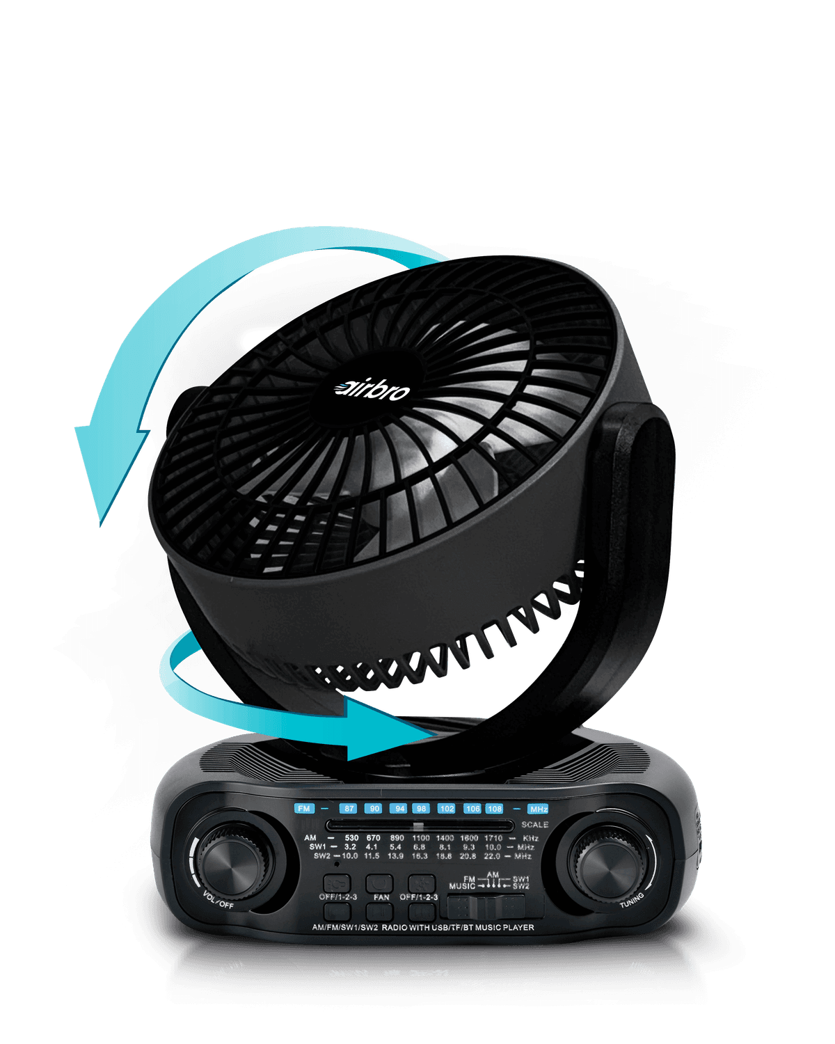 Airbro RXF-50 Solar Portable Fan & Bluetooth Speaker with FM/AM/SW Radio, photo 3 of 4