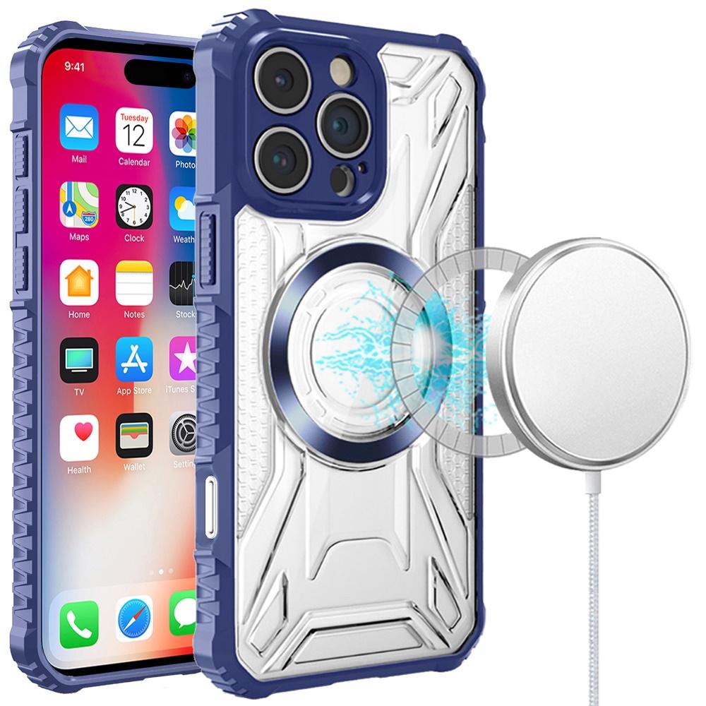 iPhone 16 Pro 6.3" Magnetic Circle Transparent Hybrid Case | CD Pattern Rugged Shockproof Cover with MagSafe Compatibility, photo 3 of 7