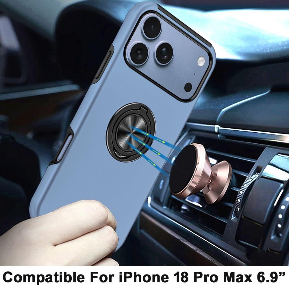 Apple iPhone 18 Pro Max CHIEF Oil Painted Magnetic Ring Stand Hybrid Case Cover - Light Blue, photo 2 of 3