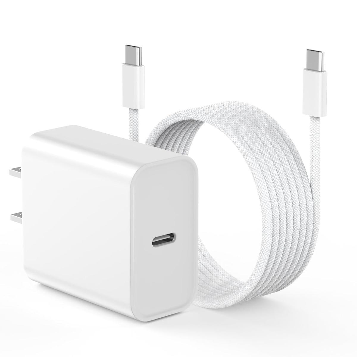 iPhone 16 Charger Fast Charging, 20W Type C Fast Charger Block with 6FT Woven USB C to C Charging Cable Compatible for iPhone 16/16 Plus/16 Pro/16 Pro Max/15/15 Plus/15 Pro/15 Pro Max