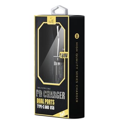 2-IN-1 18W PD Fast Type C&USB Dual Ports Car Charger + Type C to Type C Cable Cord in Black, photo 5 of 5