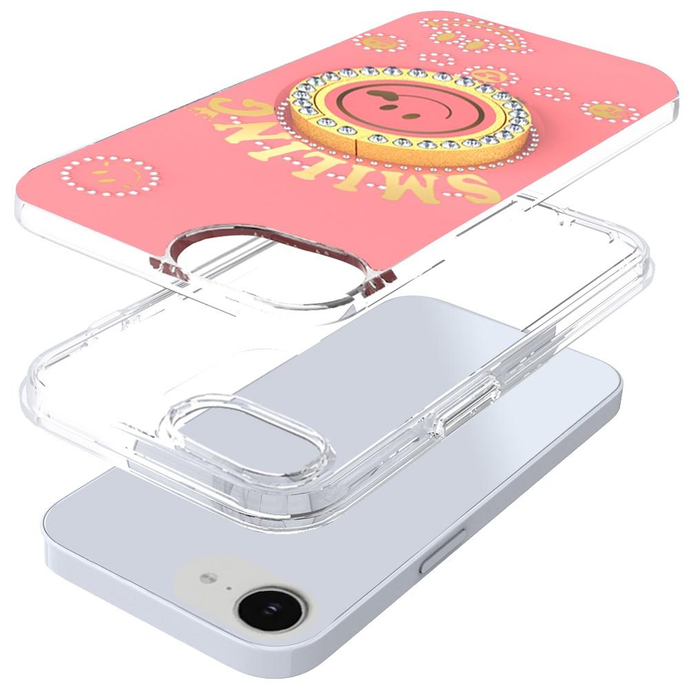 iPhone 16E (E Edition) / SE4 (2025) Smiling Glitter Ornament Bling Hybrid Case with 360° Ring Stand – Sparkly Dual-Layer Protection, photo 6 of 9