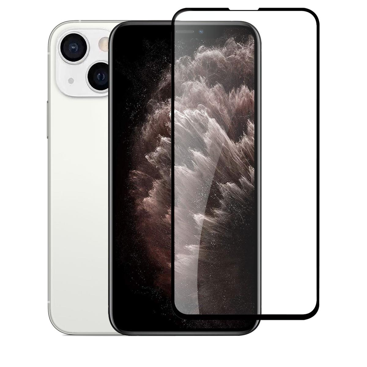 iPhone 13 Pro Max Bulk White Paper Card Package Black edged Tempered Glass (Black)