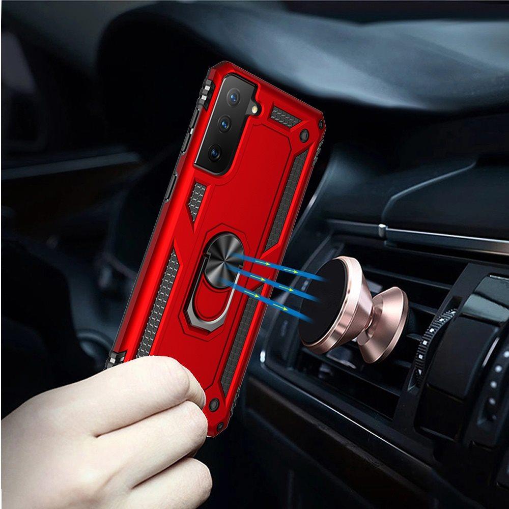 Samsung s21 Ultra, s30 Ultra Ring Magnetic Kickstand Hybrid Case Cover - Red, photo 2 of 4