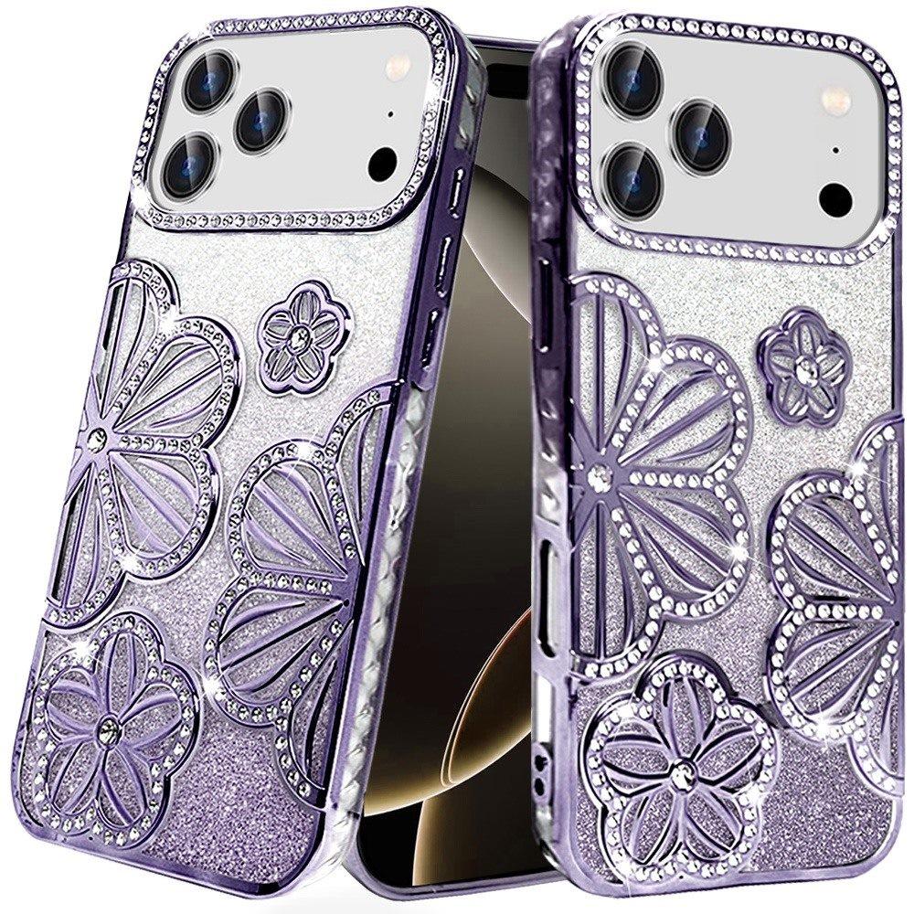 IPhone 17 Pro Cases Pro Shimmer Glitter Floral Design Thick TPU Case Cover, photo 2 of 2