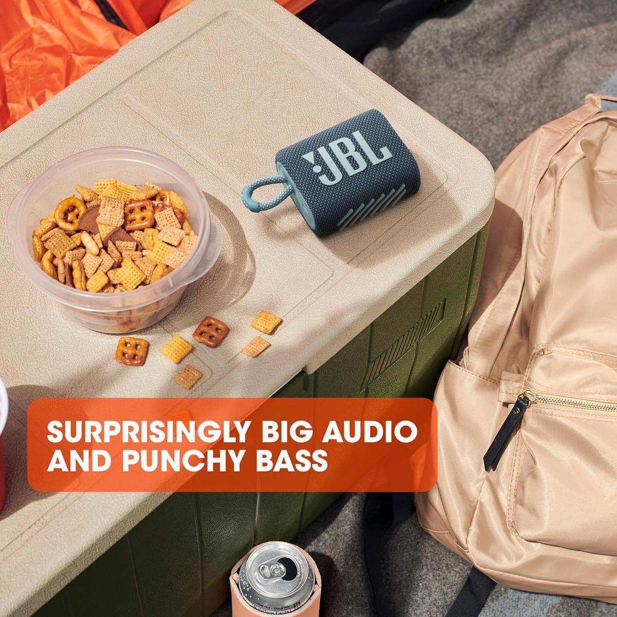 JBL Go 3 - Portable Mini Bluetooth Speaker, big audio and punchy bass, IP67 waterproof and dustproof, 5 hours of playtime, speaker for home, outdoor and travel (Red), photo 3 of 5