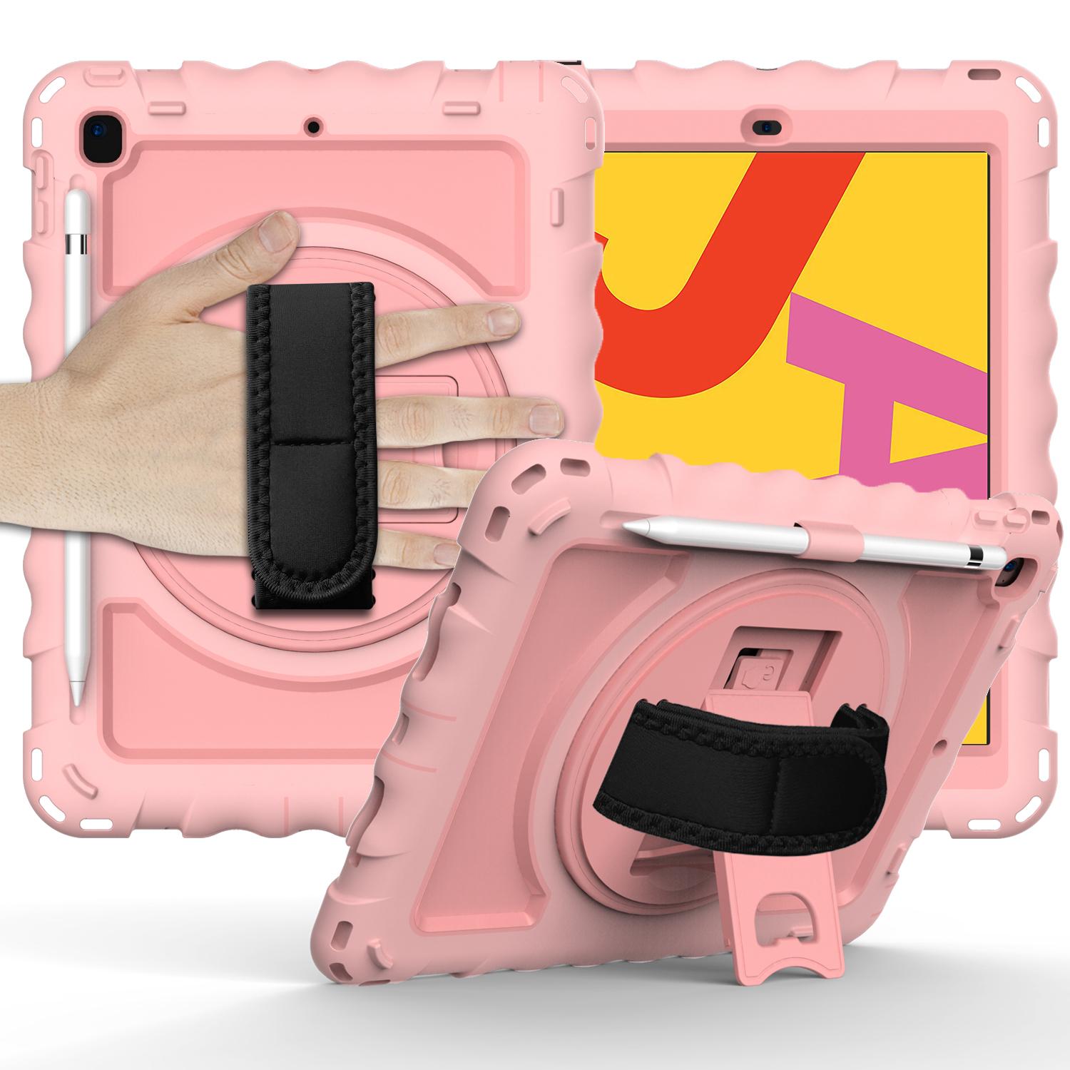  Apple iPad 9.7 inch Tablet Complete 360 Tough Hybrid Kickstand with Shoulder Hand Strap - Rose Gold product