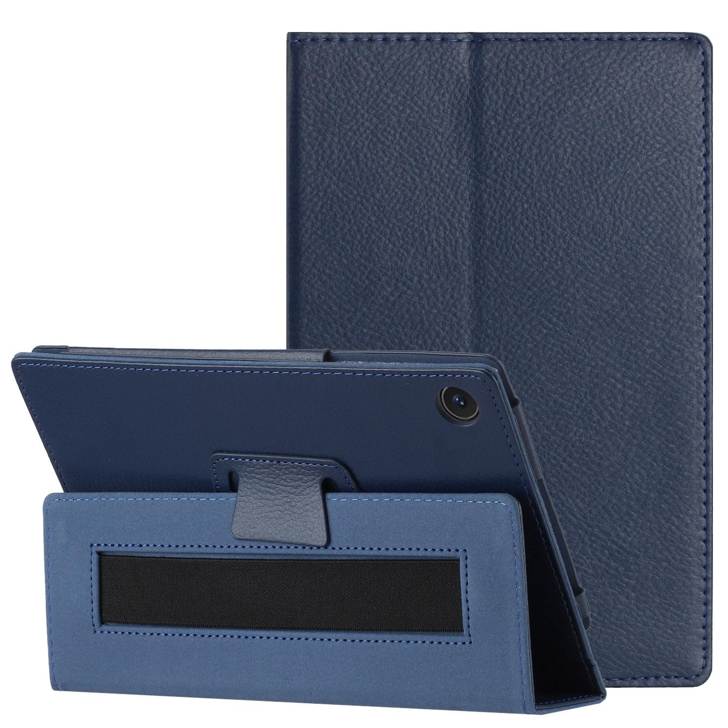 TCL Tab 8 LE Tablet Premium PU Vegan Kickstand Case Cover - Navy Blue