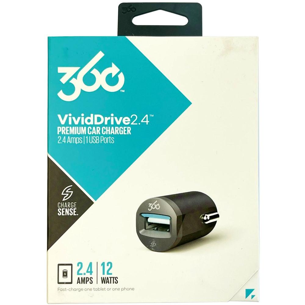 360 VividDrive 2.4 AMP - 1 PORT - Premium Car Charger