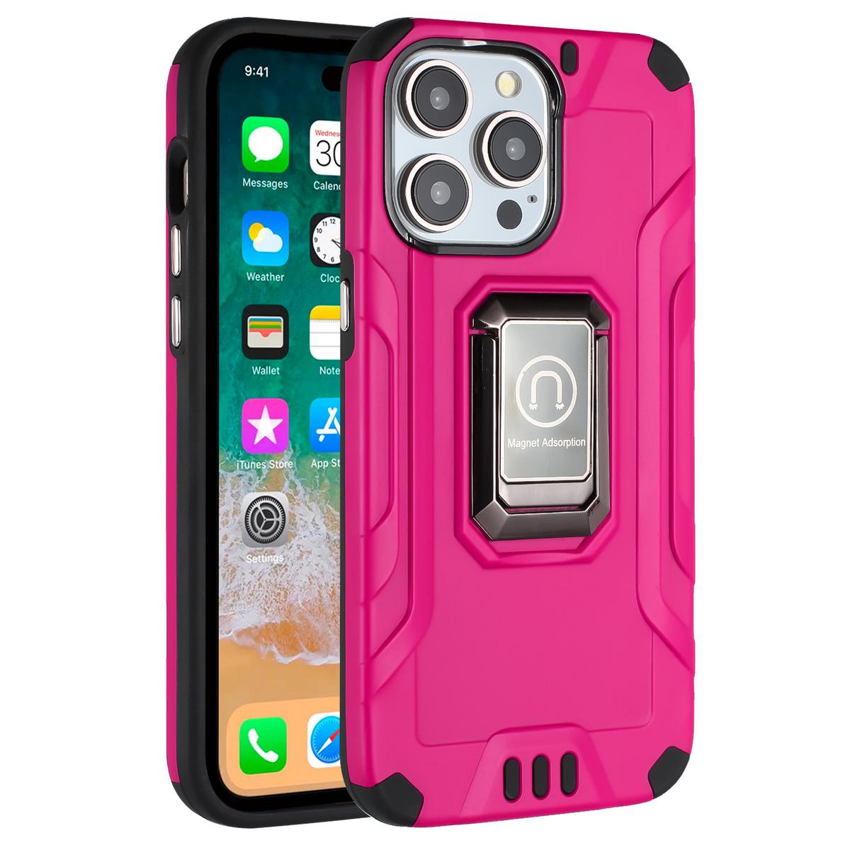 iPhone 15 Plus Strong Tough Metallic Hybrid Case with Kickstand + 3X Tempered Glass, photo 4 of 7