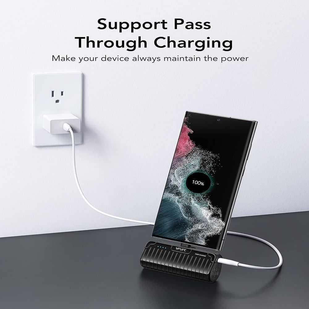 VRURC USB C Portable Charger, 5000mAh Mini Power Bank Fast Charging,PD 20W Charging Bank Compatible with iPhone 15,15 Pro,15Pro Max, Samsung Galaxy,Note 20/10/9/8,Google Pixel,Android etc (Black) (LANE B RACK 6 TOP SHELF), photo 2 of 9