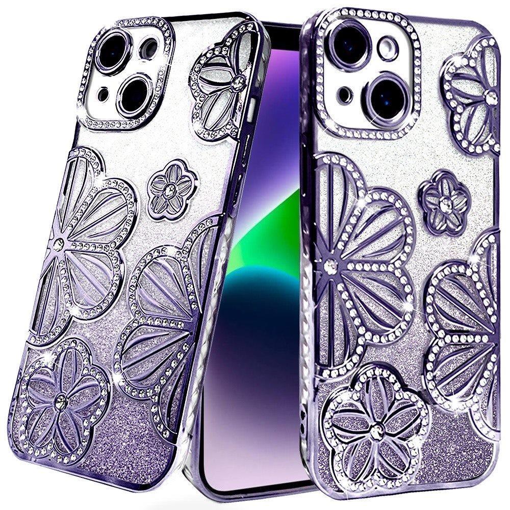Luxury Bling Floral Case For iPhone 13 & 14 | Available in Multiple Colors | Free Delivery