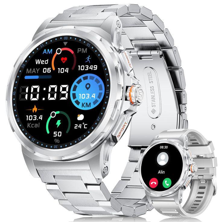 MiBoce Smart Watch for Men, All Network Communication Multifunctional Watch, with 1.52" Screen HD Dual Camera, Supports Video Calls, Heart Rate Monitor, Gifts for Men