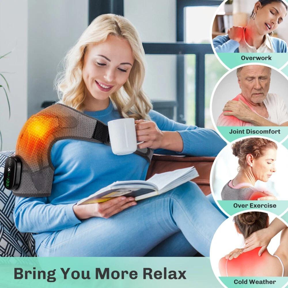 Electric Heated Shoulder Massager with Vibration Massage Brace Joint Pain Relief, photo 4 of 5