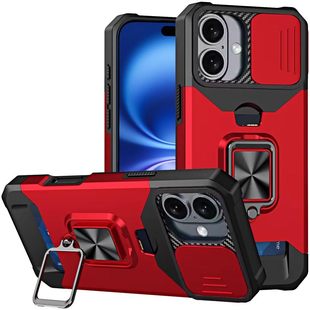 For iPhone 17 Premium Quality Complete Magnetic Metal Ring Stand Camera Protection Hybrid Case Cover, photo 2 of 4