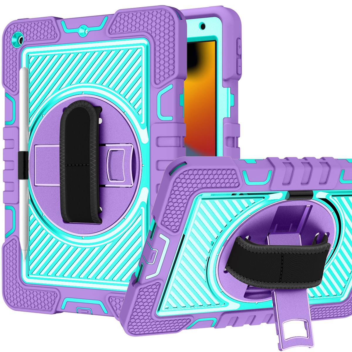 Apple iPad 10th Gen 2022 3in1 Multi-Functional Tablet Case for Hand, Shoulder, Pencil & Stand - Purple/Teal