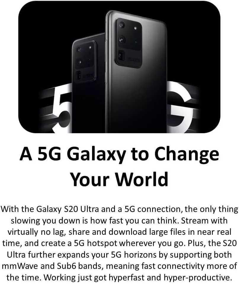 Samsung Galaxy S20 Ultra 5G G988U Cosmic Black 128GB - Open Box, photo 4 of 6