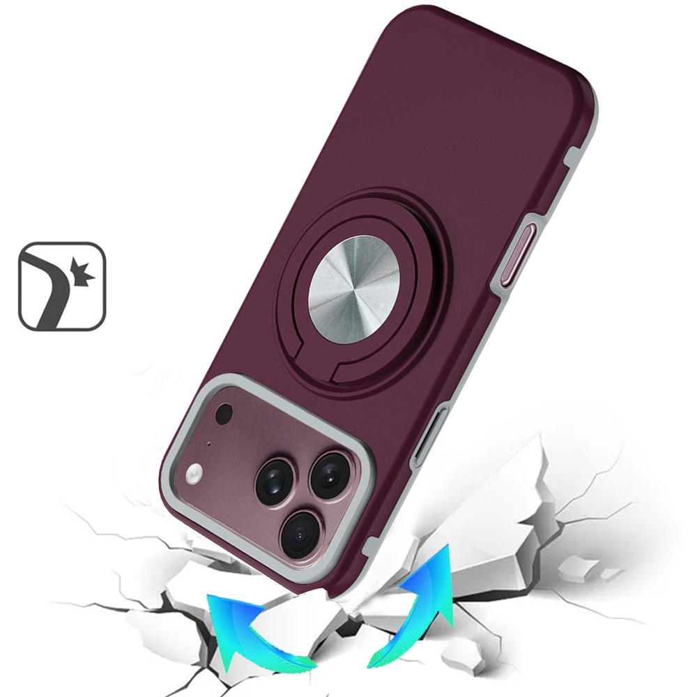 Apple iPhone 18 Pro Max Metal CD Pattern Matte Finished Hybrid with Rotational Ring [Car Mount Friendly] Case - Dark Cherry, photo 2 of 3
