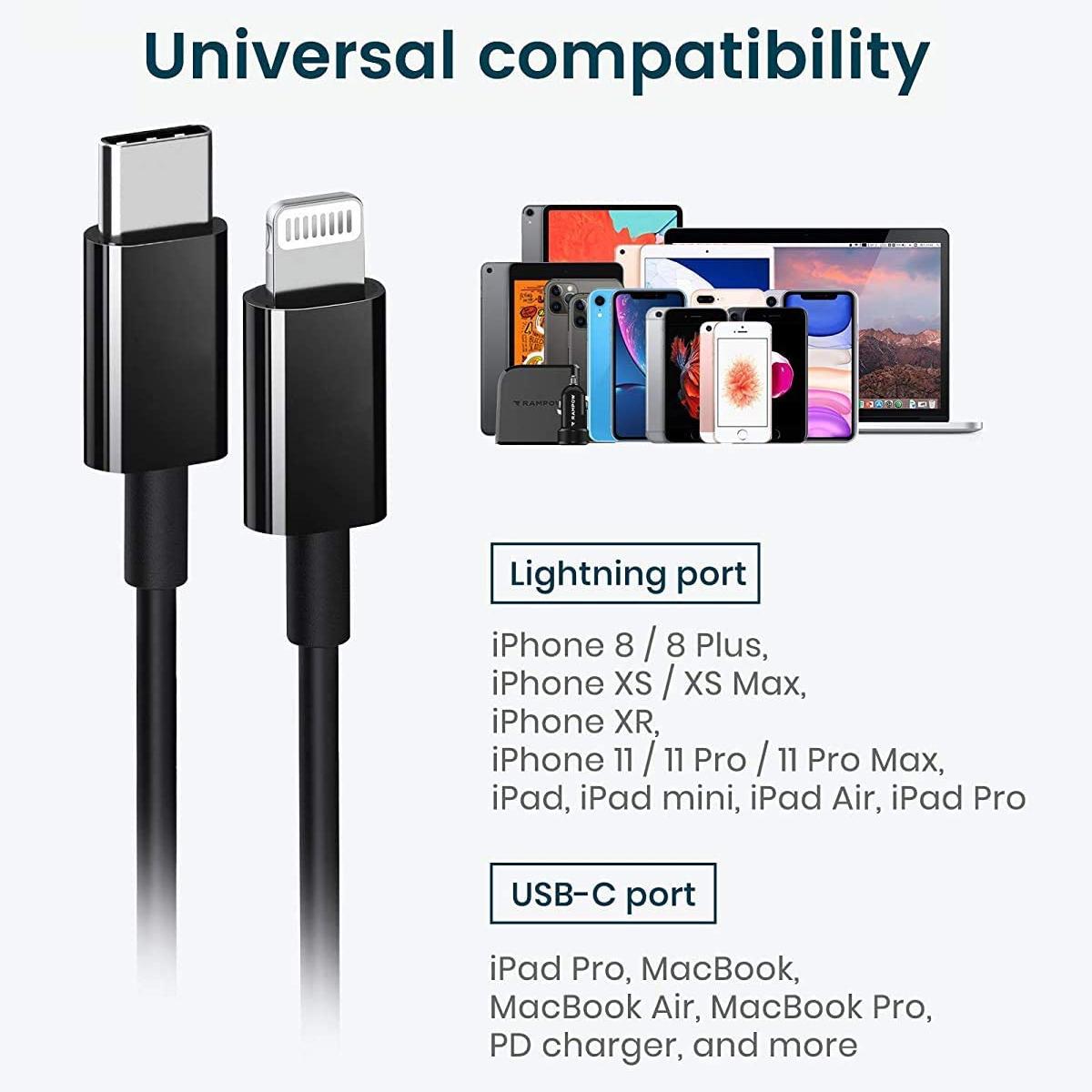 Charging/Sync Cable for Type C to Lightning, no Package, in Black