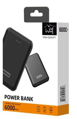 6000mAh Portable Mobile Power Bank with Power Level indicator in Black, photo 2 of 3